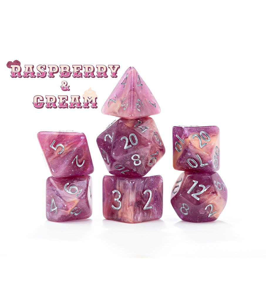 Gate Keeper Games: 7-Die Set - Aether Dice - Raspberry & Cream