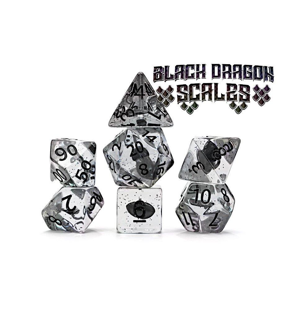 Gate Keeper Games: 7-Die Set - Inclusion Dice - Black Dragon Scales