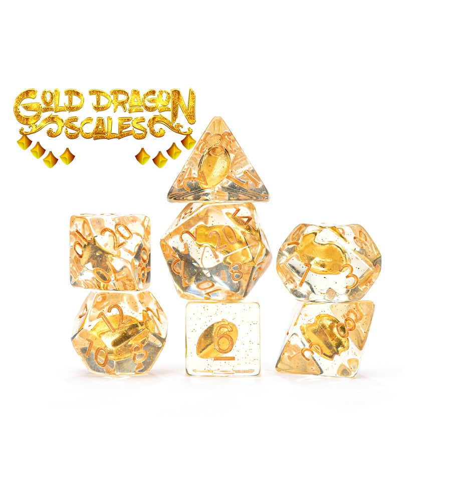 Gate Keeper Games: 7-Die Set - Inclusion Dice - Gold Dragon Scales