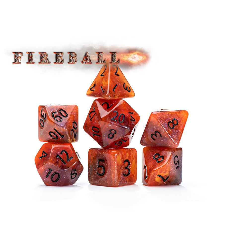 Gate Keeper Games: 7-Die Set - Aether Dice - Fireball