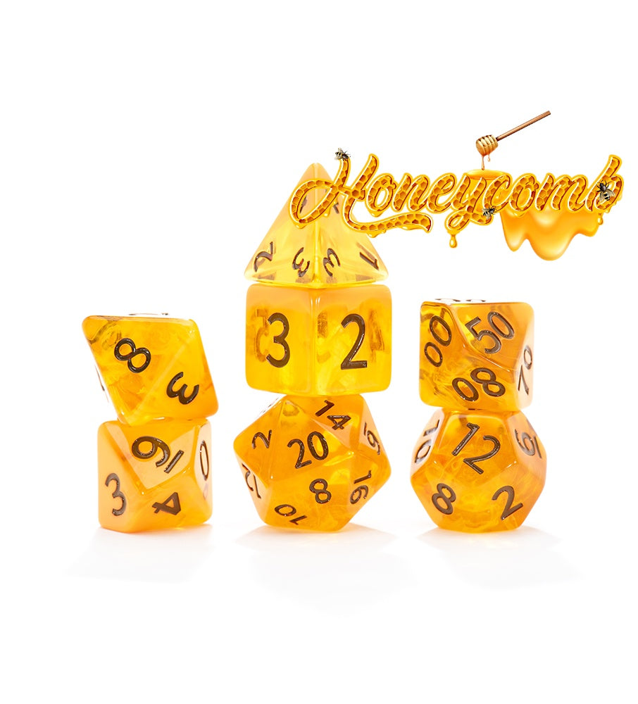 Gate Keeper Games: 7-Die Set - Flowstone Dice - Honeycomb