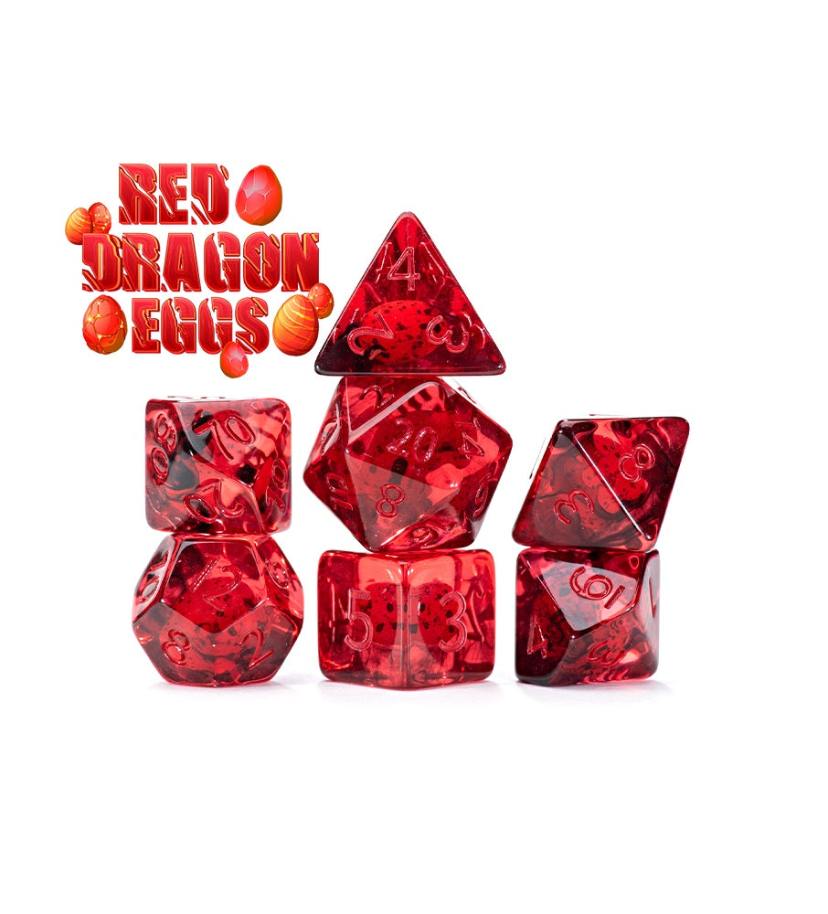 Gate Keeper Games: 7-Die Set - Inclusion Dice - Red Dragon Egg