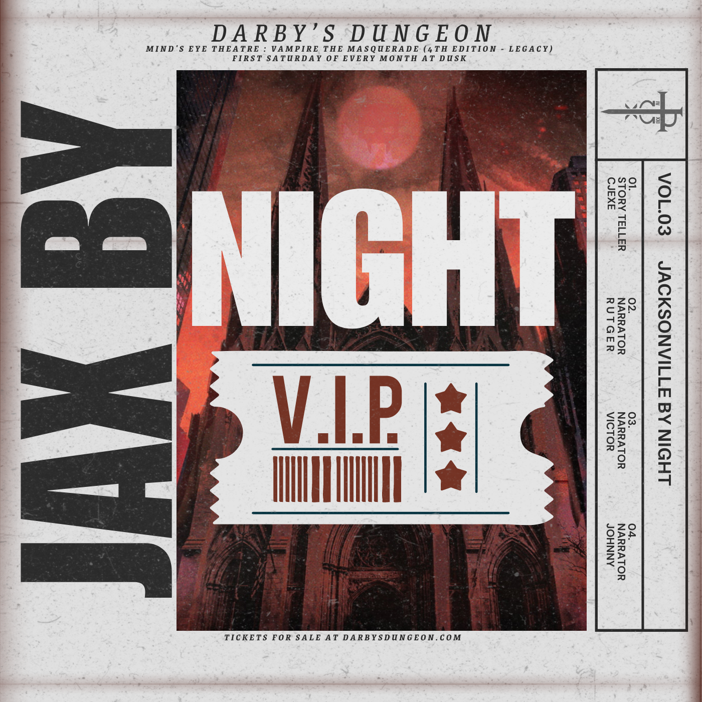 VIP Ticket for Vampire the Masquerade: Live Action Role Play - Feb 7th at Dusk