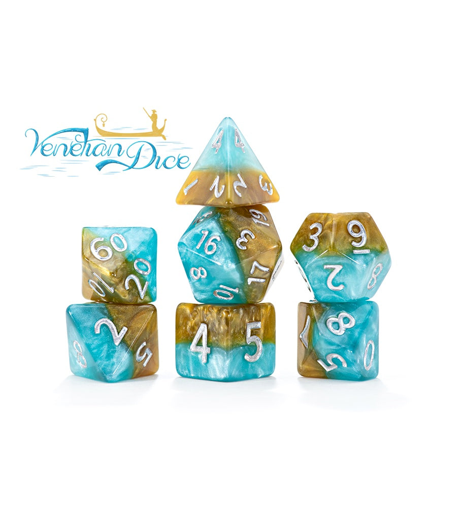 Gate Keeper Games: 7-Die Set - Halfsies Dice - Venetian Dice