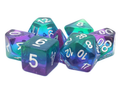 Old School Dice: 7-die Set: Gradients - Translucent Blue Aurora