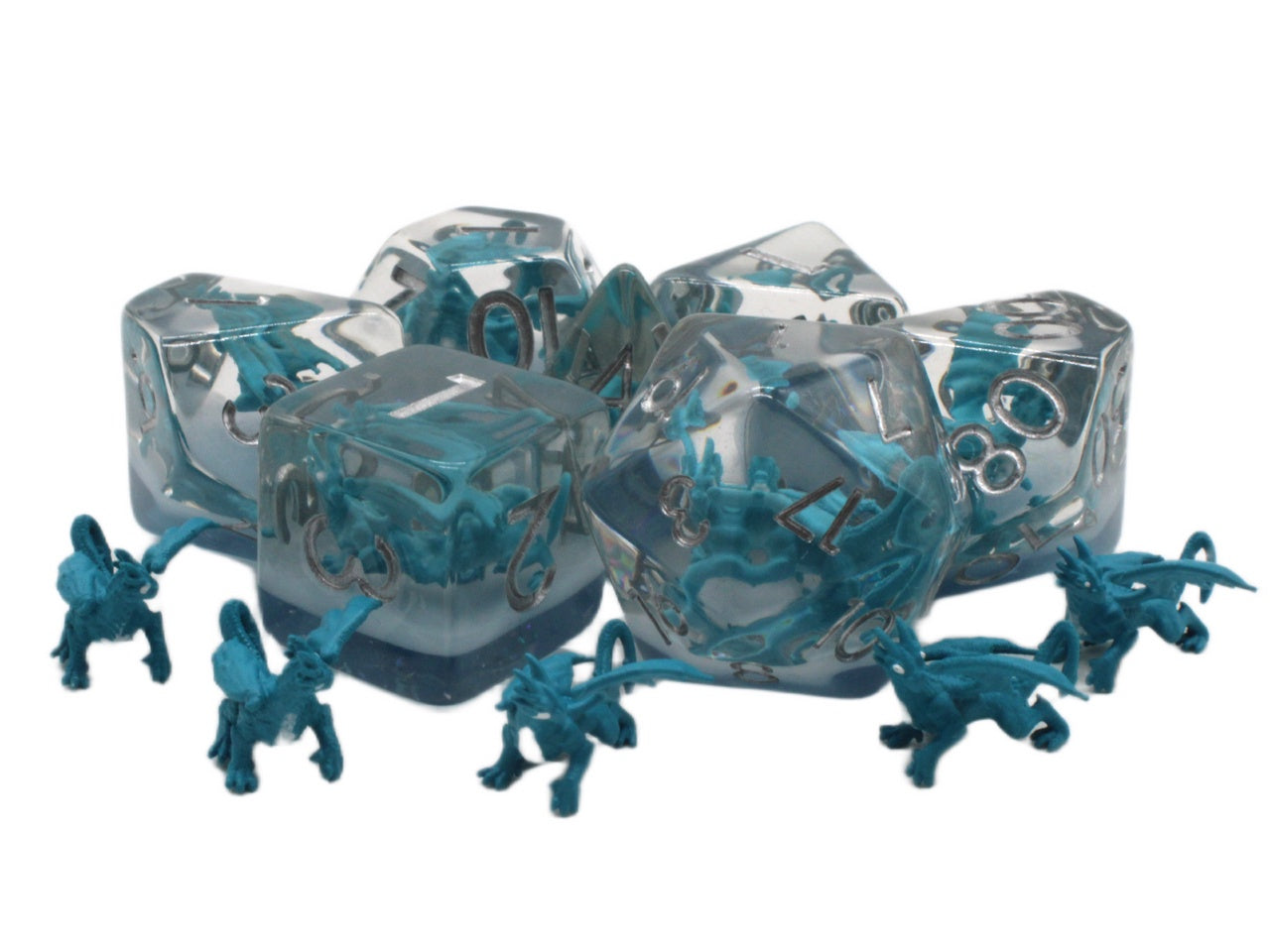 Old School Dice: 7-die Set: Infused - Dragon Blue
