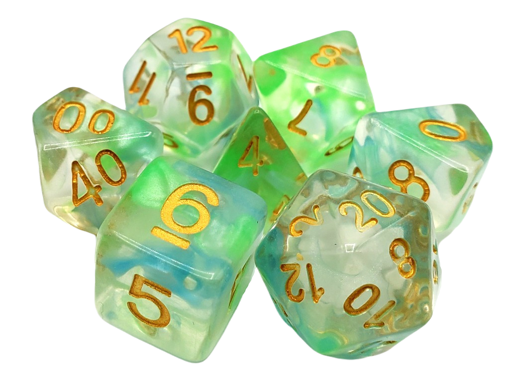 Old School Dice: 7-die Set: Odyssey - Blue & Green