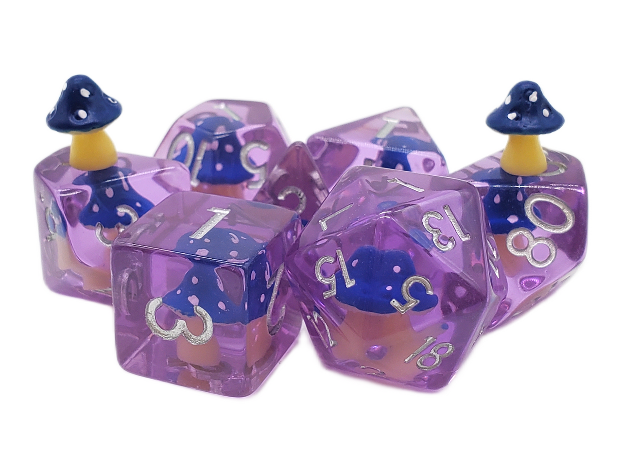 Old School Dice: 7-die Set: Infused - Mushroom - Blue