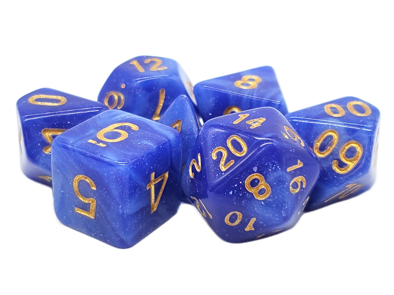Old School Dice: 7-die Set: Galaxy - Blue & White