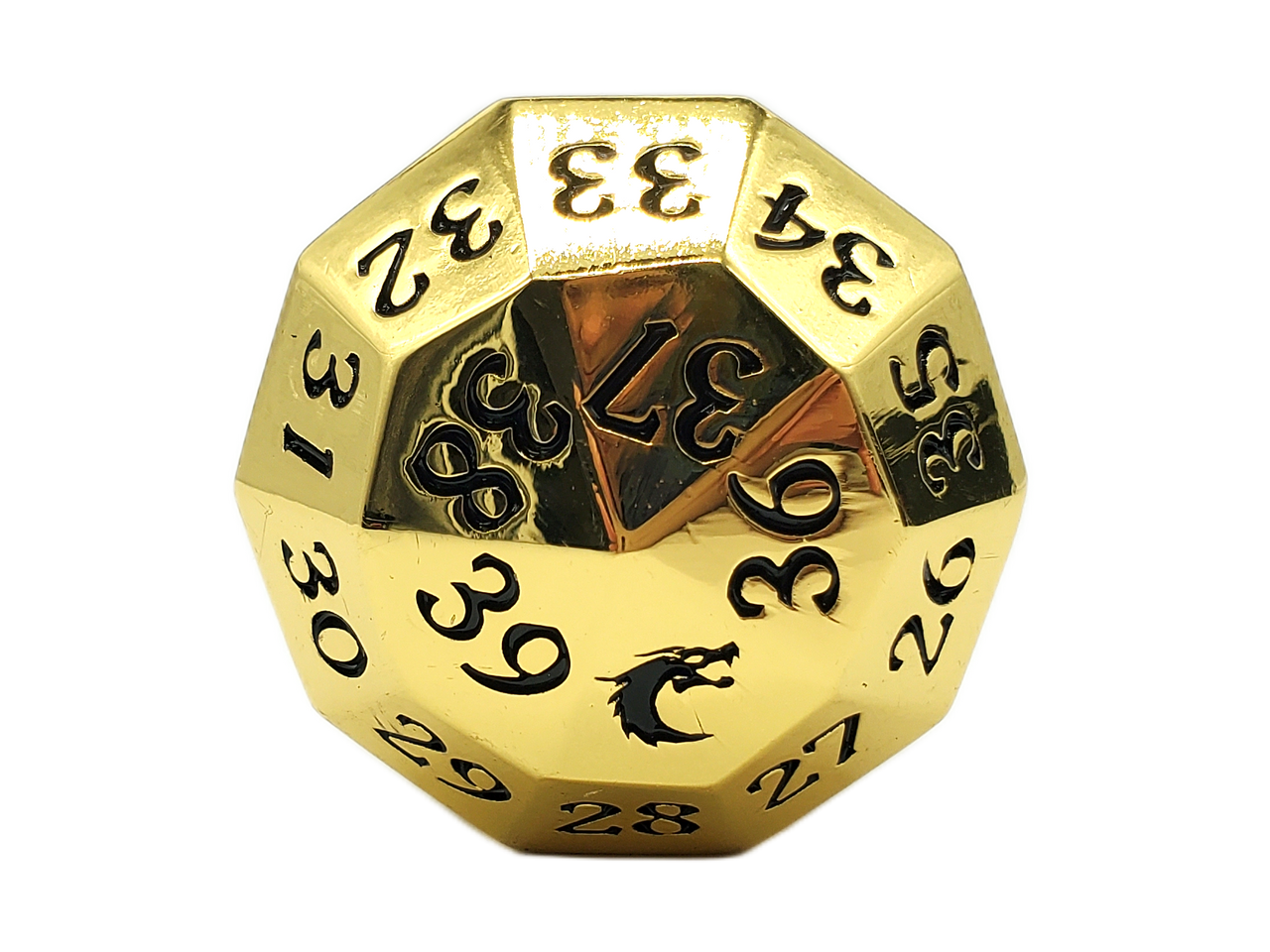 Old School Dice: Metal D40 Spindown - Gold w/Black