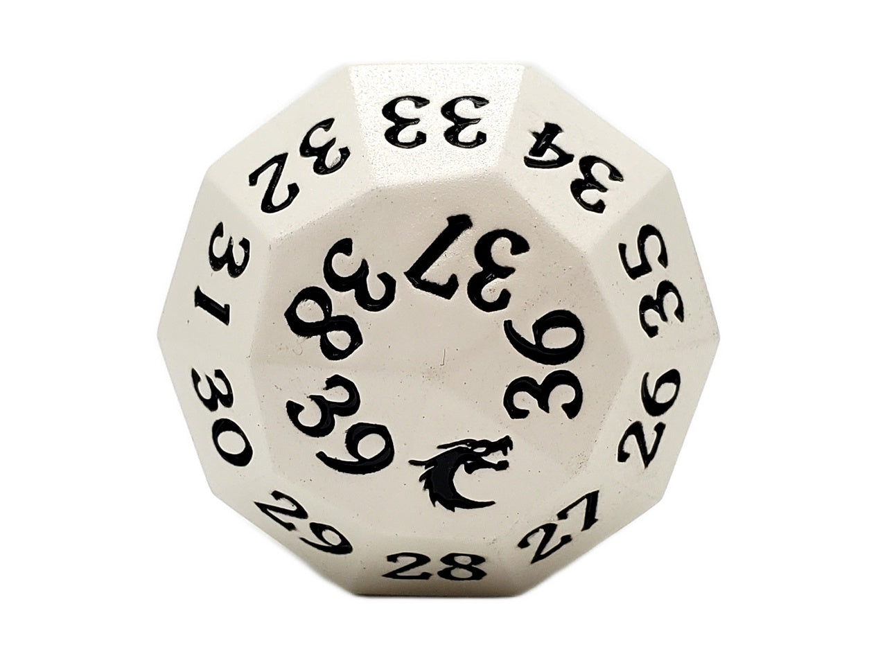 Old School Dice: Metal D40 Spindown - White w/Black
