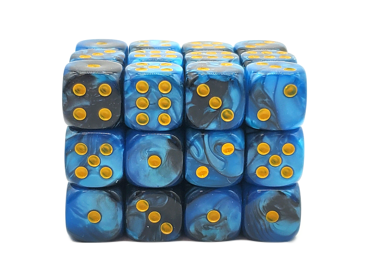 Old School Dice: 36d6: Vorpal - Black & Blue w/Gold