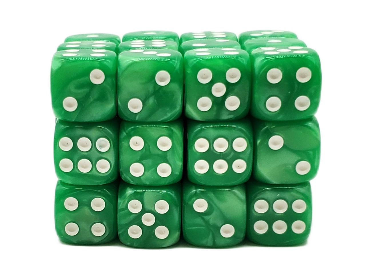 Old School Dice: 36d6: Pearl Drop - Jade Green