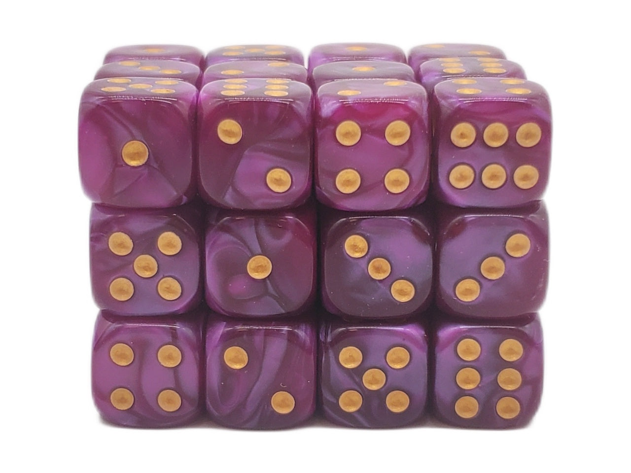 Old School Dice: 36d6: Pearl Drop - Lavender w/Gold