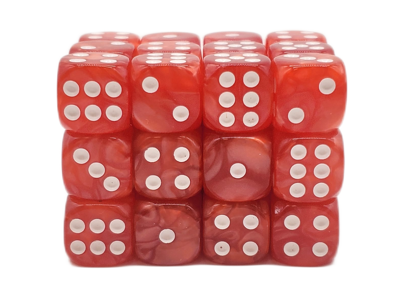 Old School Dice: 36d6: Pearl Drop - Red w/White