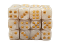 Old School Dice: 36d6: Pearl Drop - White w/Gold