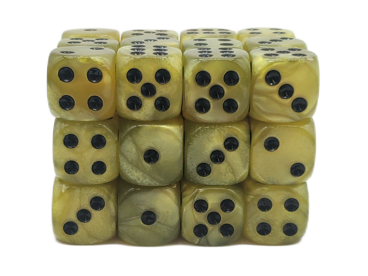 Old School Dice: 36d6: Pearl Drop - Yellow w/Black