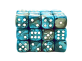 Old School Dice: 36d6: Vorpal - Silver & Teal