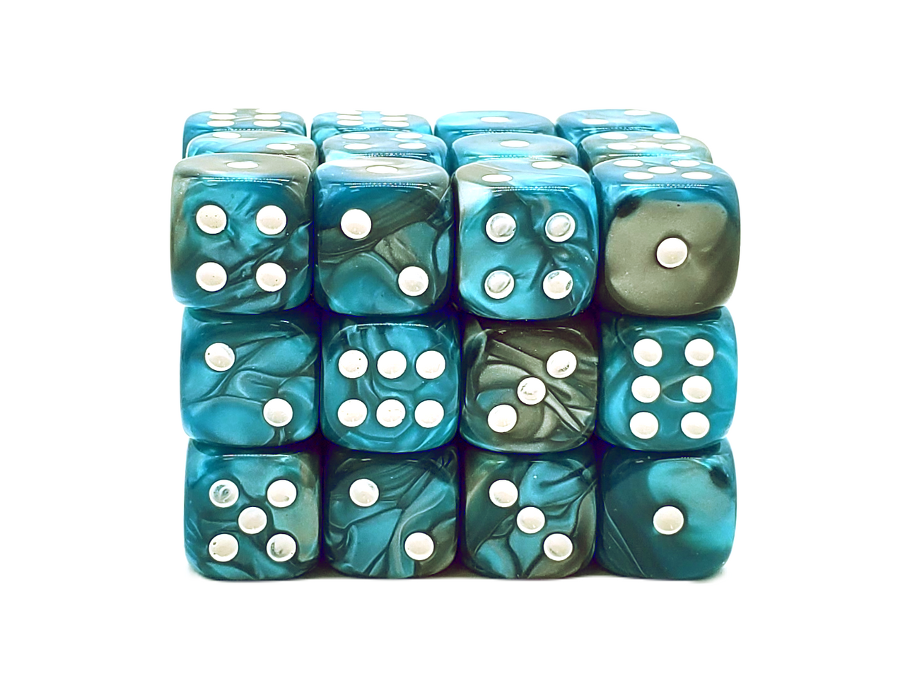 Old School Dice: 36d6: Vorpal - Silver & Teal
