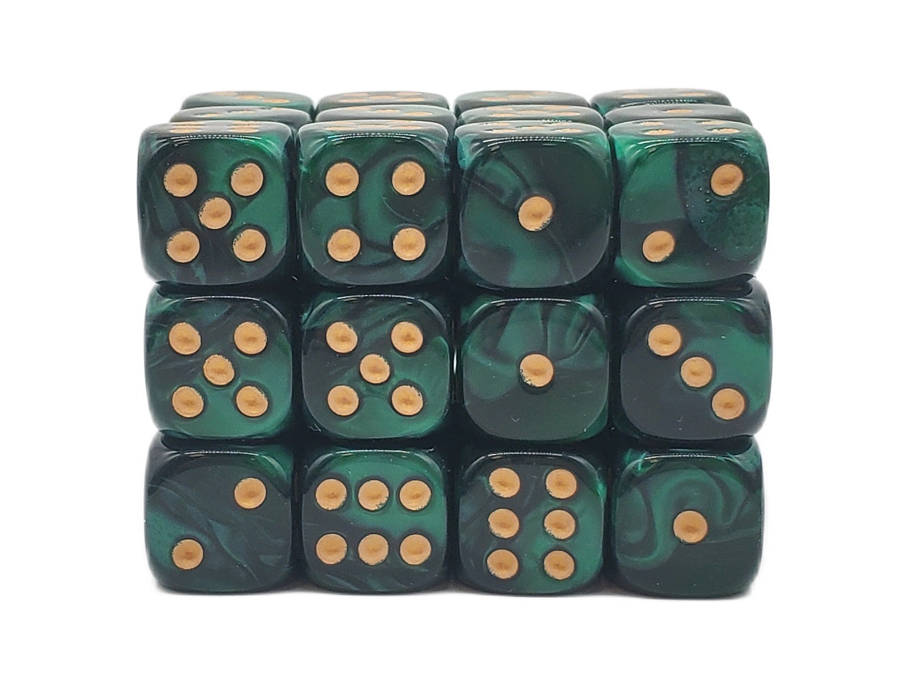 Old School Dice: 36d6: Vorpal - Green & Black w/Gold
