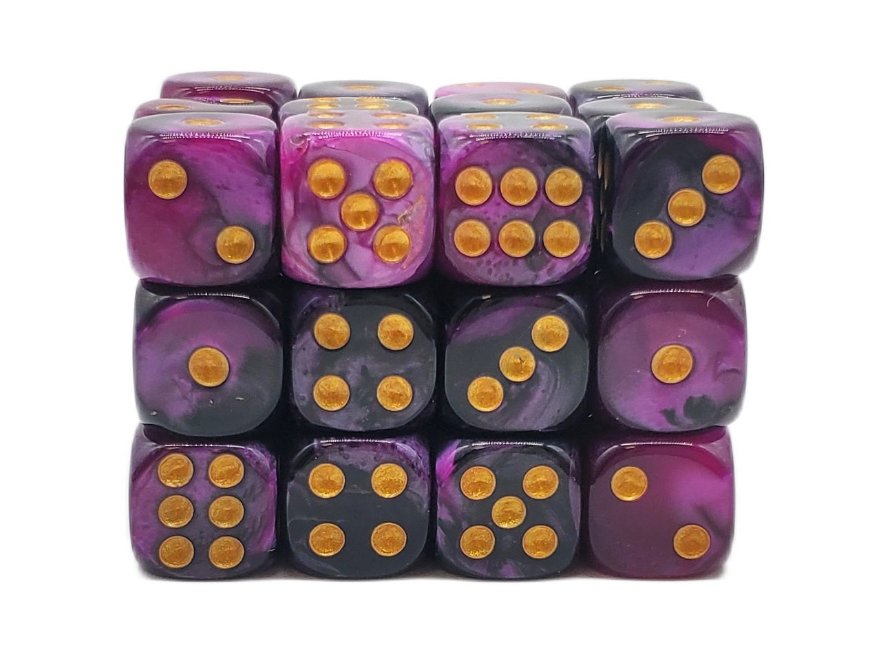 Old School Dice: 36d6: Vorpal - Purple & Black w/Gold