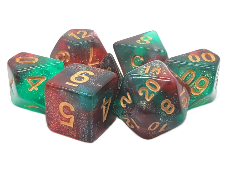 Old School Dice: 7-die Set: Galaxy - Holly Berry!