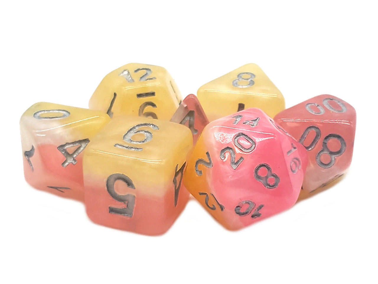 Old School Dice: 7-die Set: Gradients - Lemonade Stand