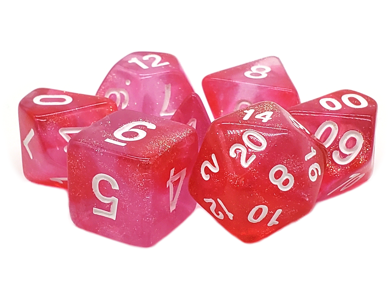 Old School Dice: 7-die Set: Galaxy - Pink Shimmer