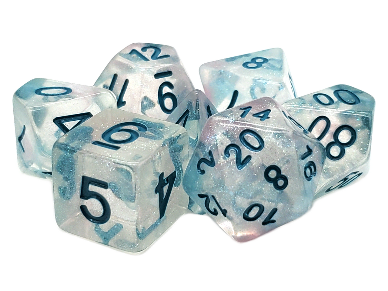 Old School Dice: 7-die Set: Luminous - Blue Winter
