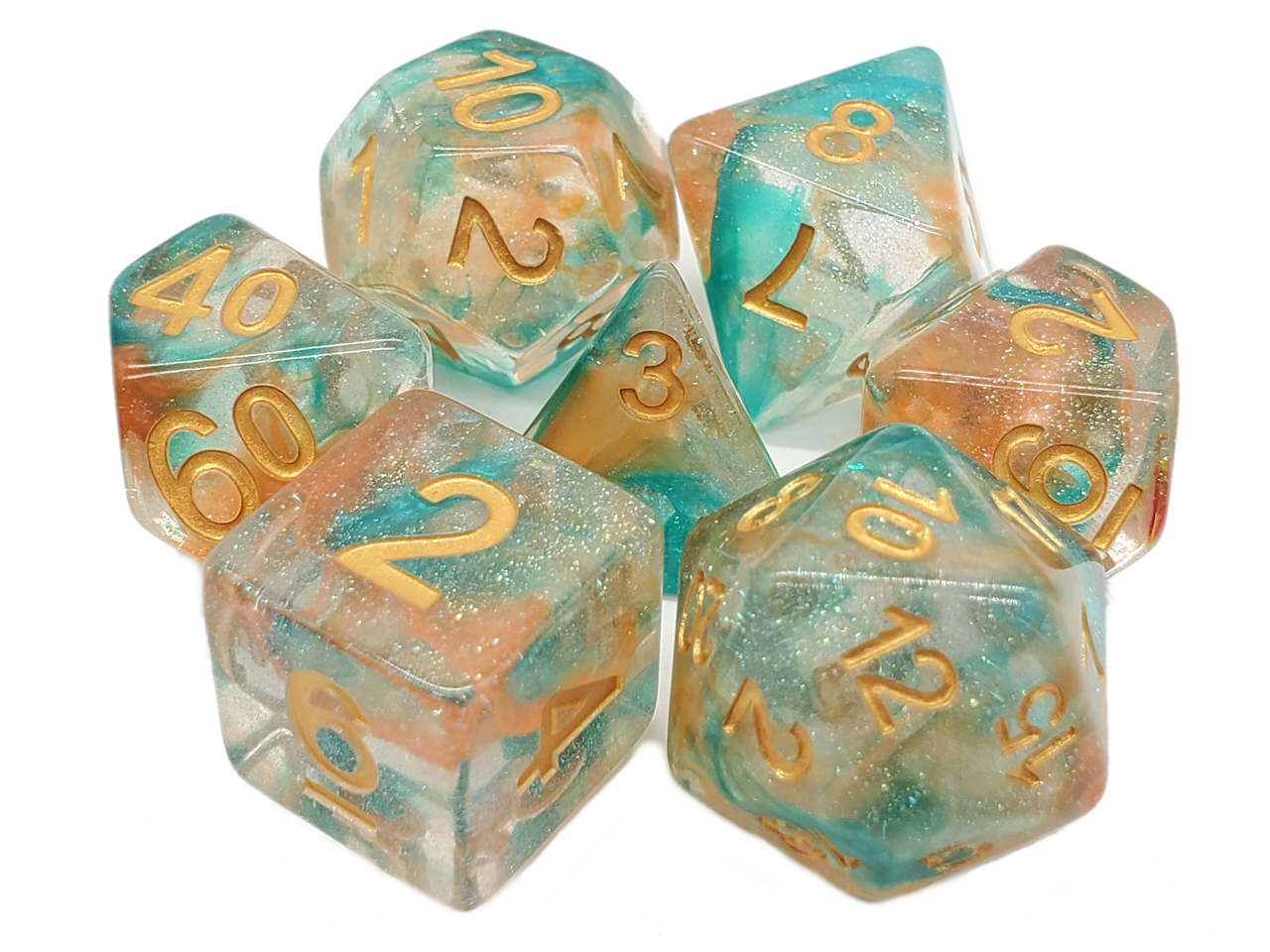 Old School Dice: 7-die Set: Luminous - Koi Pond
