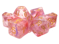 Old School Dice: 7-die Set: Luminous - Red Ruby