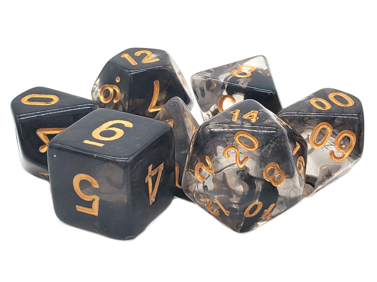 Old School Dice: 7-die Set: Odyssey - Black