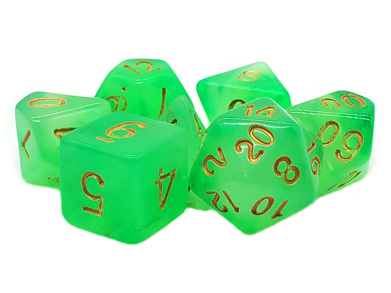 Old School Dice: 7-die Set: Odyssey - Lightning Green