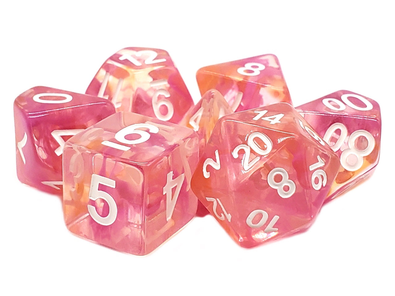 Old School Dice: 7-die Set: Odyssey - Orange & Pink
