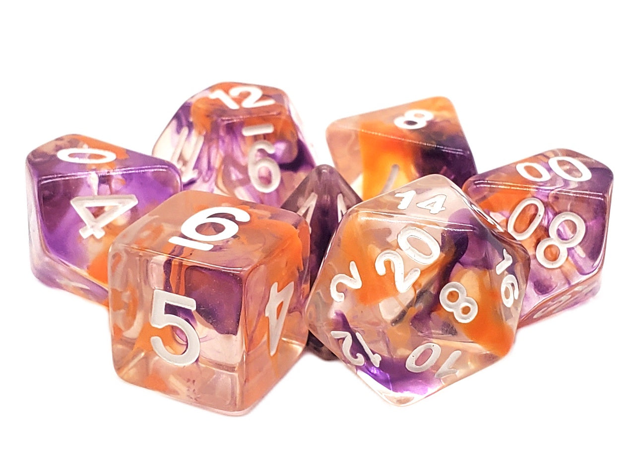 Old School Dice: 7-die Set: Odyssey - Purple & Orange
