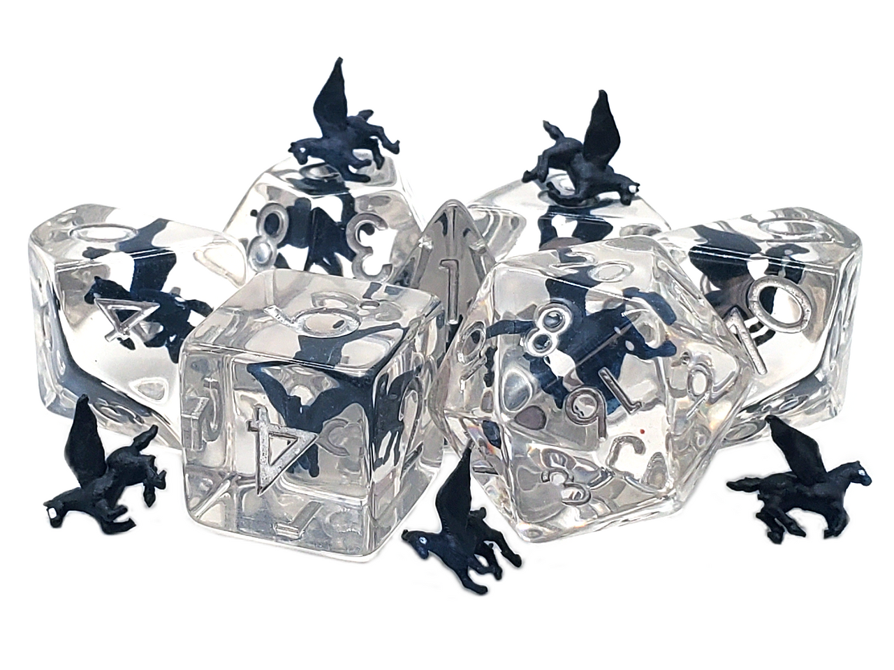 Old School Dice: 7-die Set: Infused - Blue Pegasus