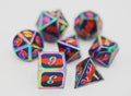 Metal RPG Dice Set - Polyamorous Pride Flag