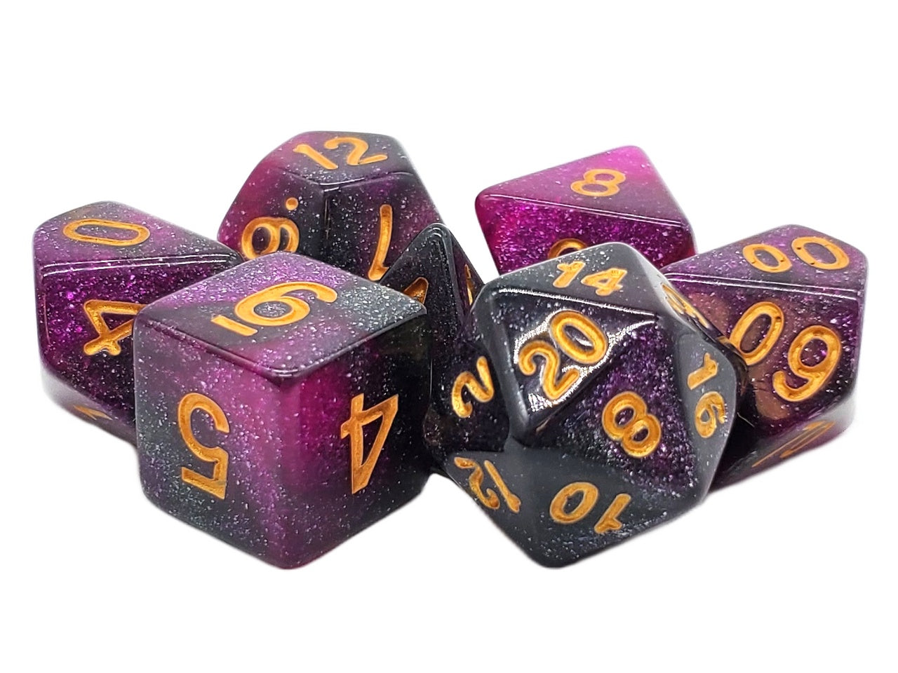 Old School Dice: 7-die Set: Galaxy - Purple & Black