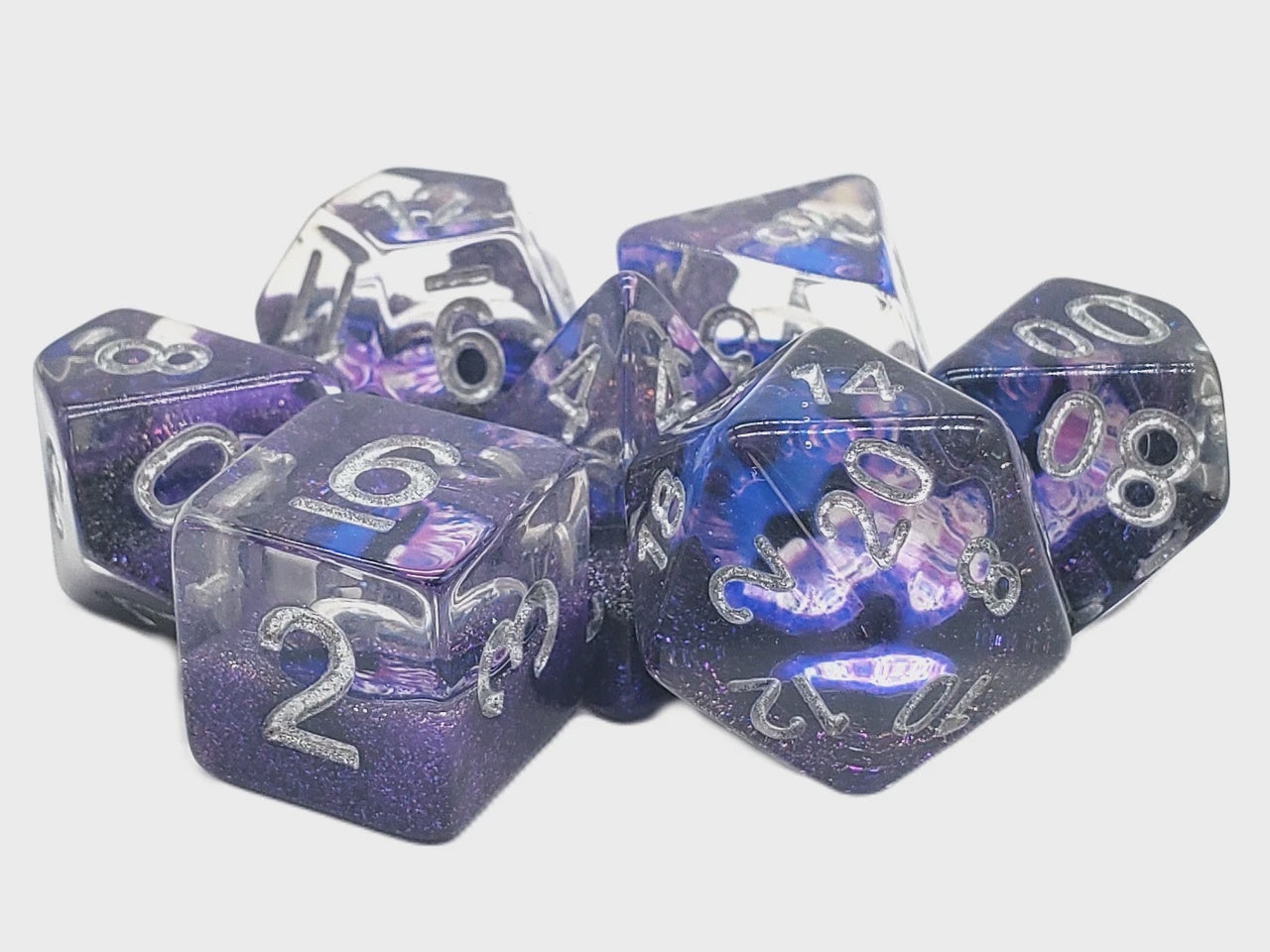 Old School Dice: 7-die Set: Infused - Dragon Eye - Purple