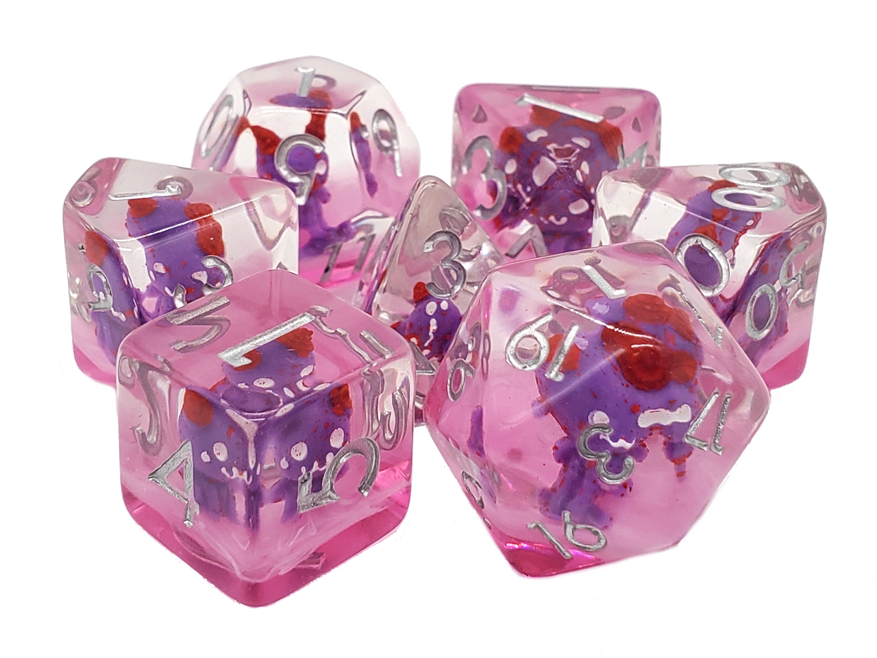 Old School Dice: 7-die Set: Infused - Demon - Purple