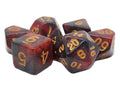 Old School Dice: 7-die Set: Galaxy - Red & Black