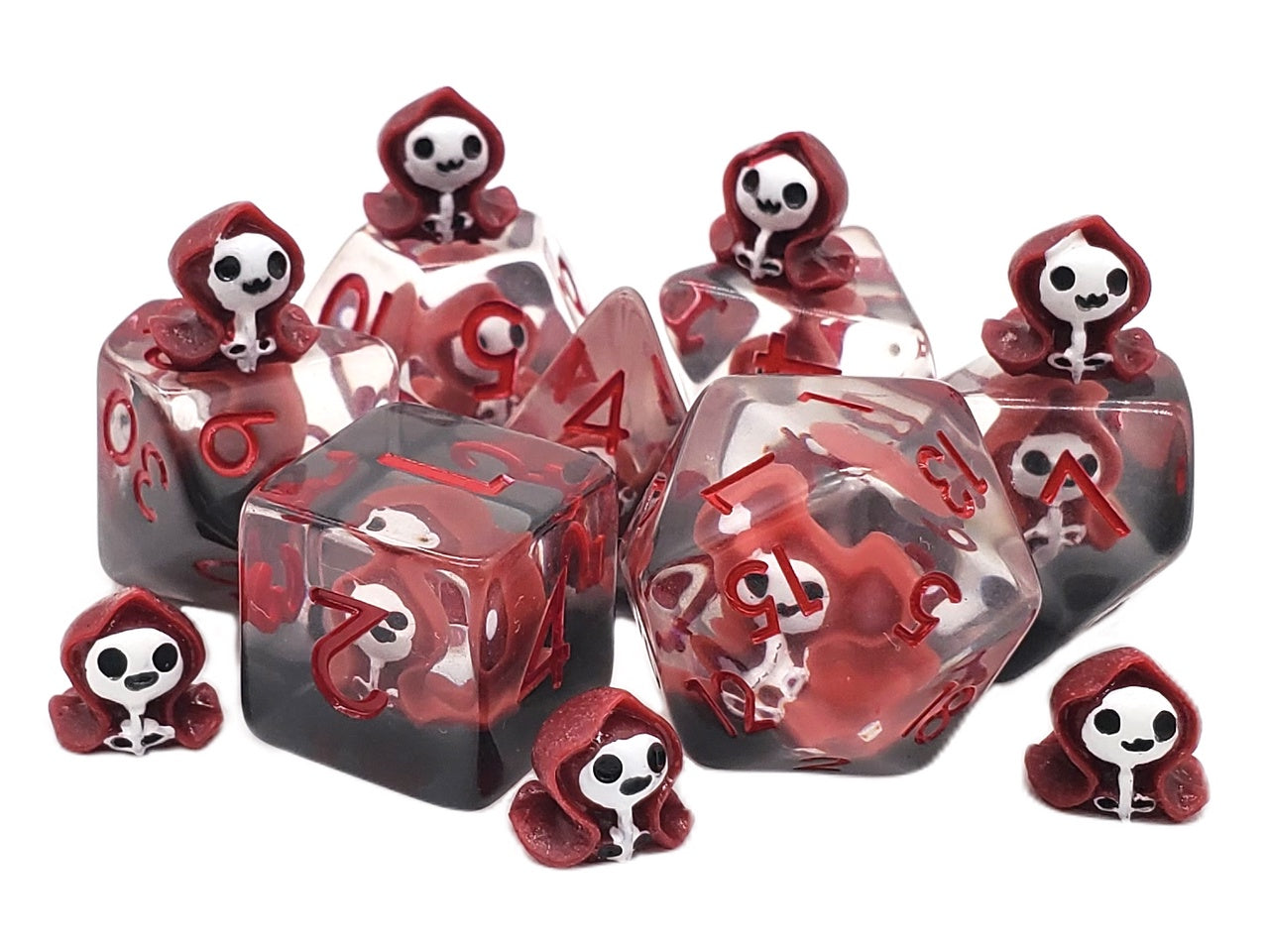 Old School Dice: 7-die Set: Infused - Ghost - Red