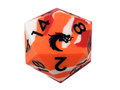 Old School Dice: Silicone 50mm D20: Red, White & Orange