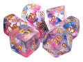 Old School Dice: 7-die Set: Odyssey - Rose Red & Blue