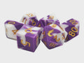 Old School Dice: Silicone 7-Die Set: Purple & White w/Gold