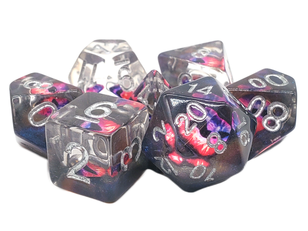 Old School Dice: 7-die Set: Infused - Dragon Eye - Skeletal