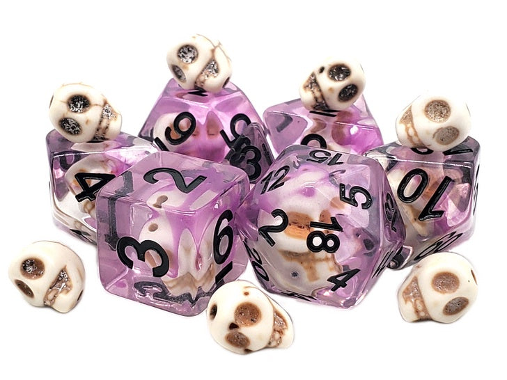 Old School Dice: 7-die Set: Infused - Skull - Purple