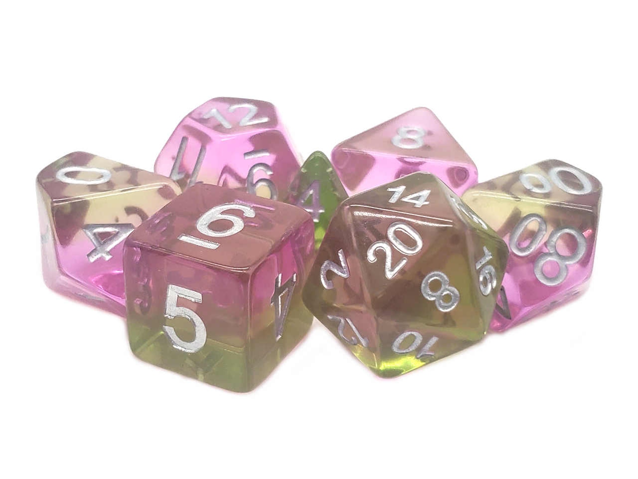 Old School Dice: 7-die Set: Gradients - Springtime Bloom