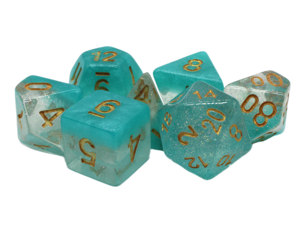 Old School Dice: 7-die Set: Luminous - Winter's Breath